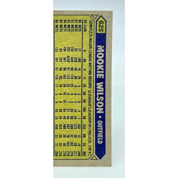 Mookie Wilson #625 New York Mets Vintage 1987 Topps TCG MLB Mint - Picture 6 of 6